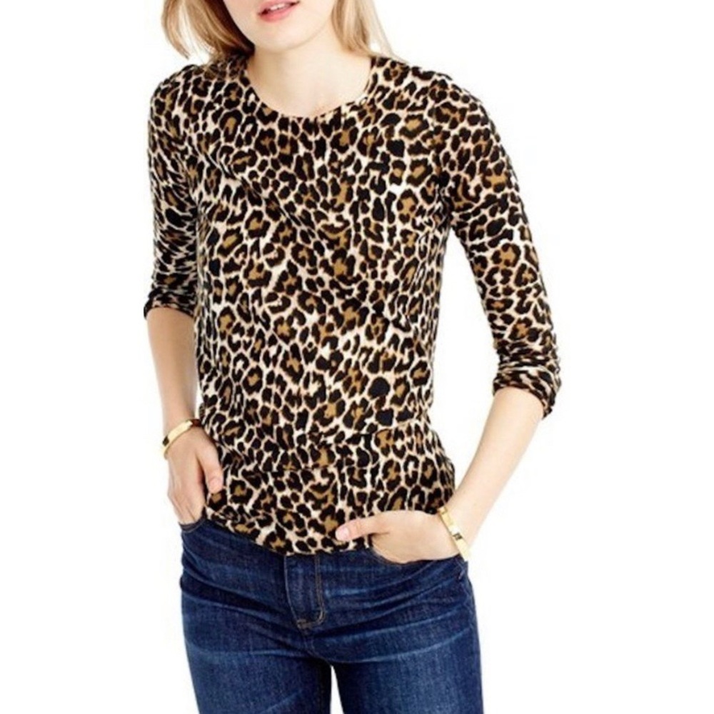 J. Crew | Leopard Long Sleeve Pullover Sweater